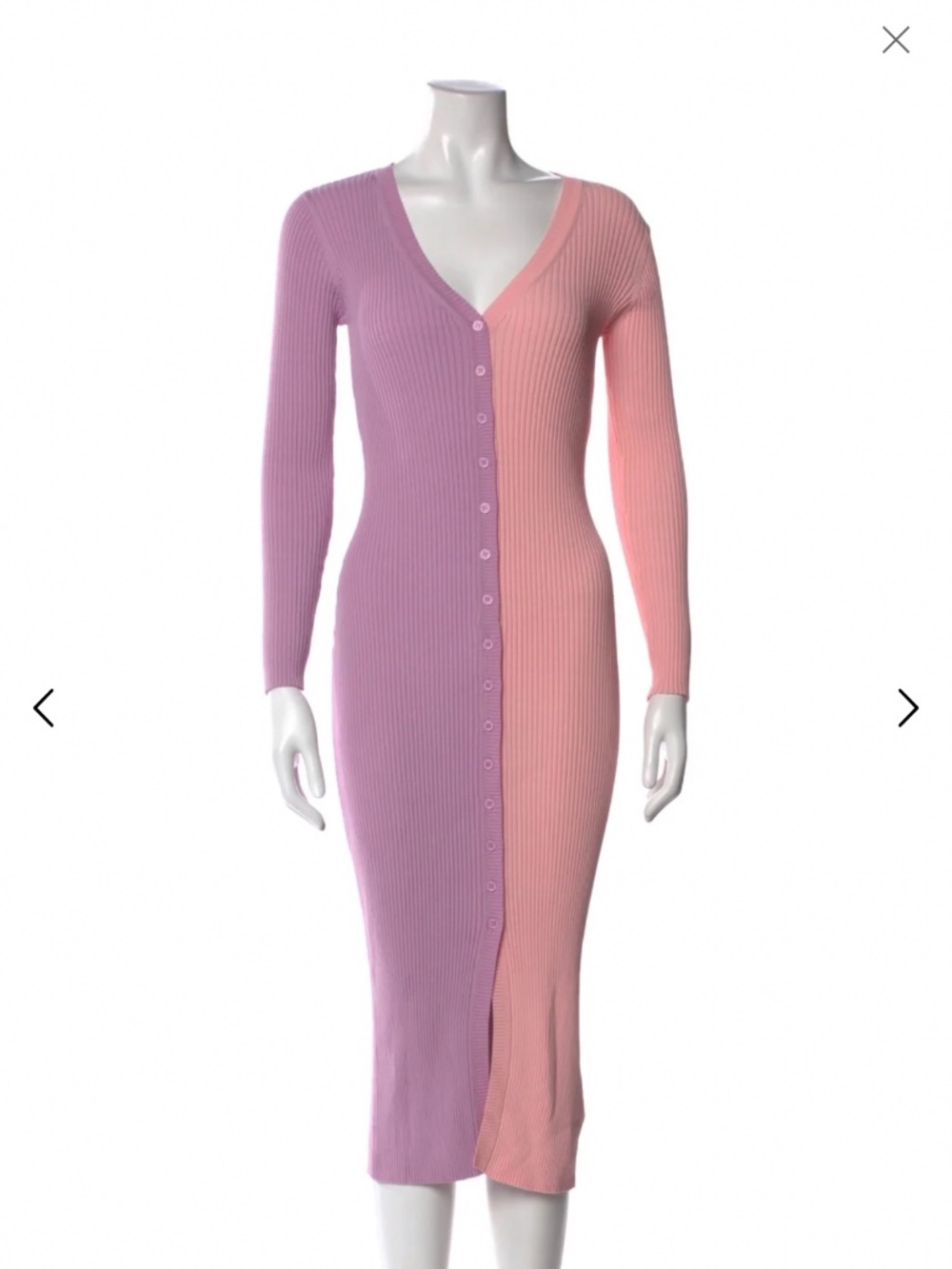 Staud pink and purple button up cardigan dress